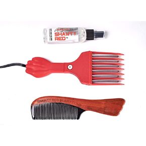 Shawty Red Low Heat Beard Growth Kit for Men, Wooden Comb & leave in Conditioner Spray for the Facial Hair care in Saudi Arabia
