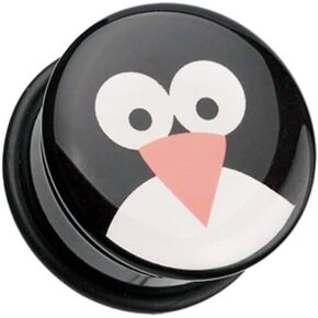 Covet Jewelry Cute Penguin Single Flared Ear Gauge Plug in Saudi Arabia
