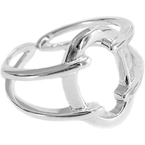 Helen de Lete Geometric O Line Interlocked Chain S925 Sterling Silver Adjustable Ring in Kuwait