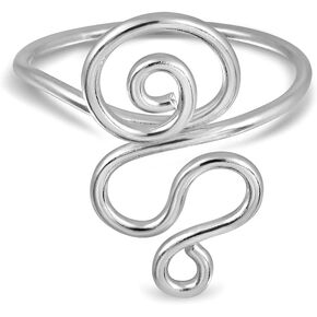 WithLoveSilver Sterling Silver Spiral Swirls Wire Adjustable Toe Ring in Kuwait