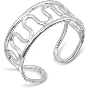 WithLoveSilver Sterling Silver Swirls Wave Wire Adjustable Toe Ring in Saudi Arabia