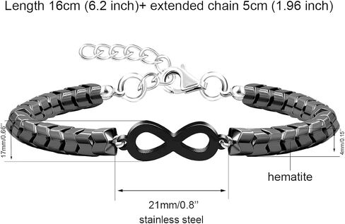 Adjustable Gear Shaped Hematite Bracelet Infinity Love Bangle Bracelets for Men Women Couples Y2108 in Saudi Arabia
