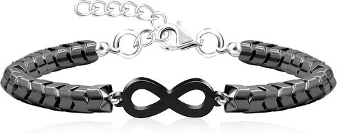 Adjustable Gear Shaped Hematite Bracelet Infinity Love Bangle Bracelets for Men Women Couples Y2108 in Saudi Arabia