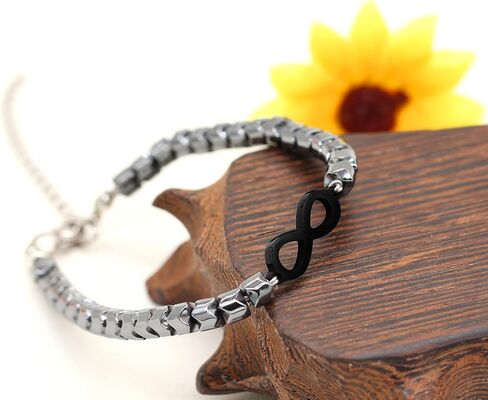 Adjustable Gear Shaped Hematite Bracelet Infinity Love Bangle Bracelets for Men Women Couples Y2108 in Saudi Arabia