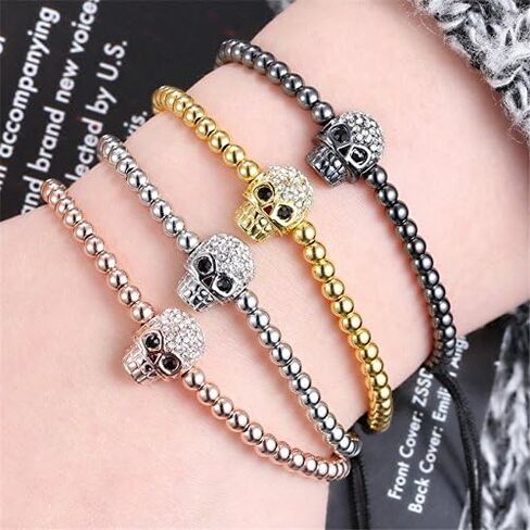 Uloveido Brass Ball Skull Bracelets Black Rape Adjustable Handmade Knot Bracelet Father's Gifts Day YB003 in Kuwait