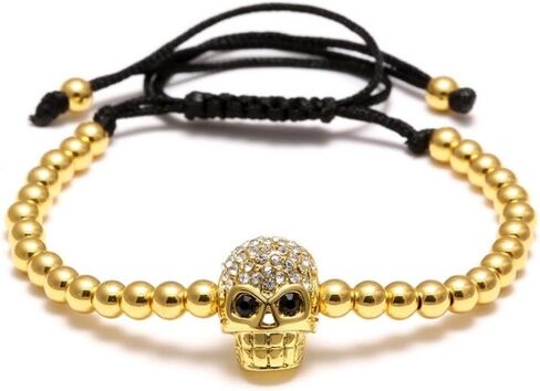 Uloveido Brass Ball Skull Bracelets Black Rape Adjustable Handmade Knot Bracelet Father's Gifts Day YB003 in Kuwait