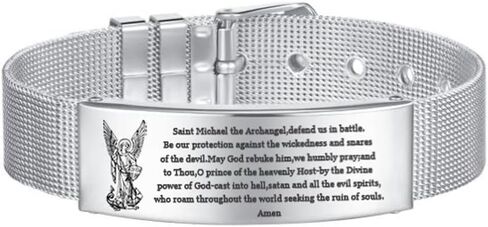 LiFashion LF Stainless Steel St Michael Cuff Bracelet God Prayers Saint Michael Bracelets Praying St.Michael The Archangel Paracord Rope Bracelets for Boyfriend,Dad,Husband,Son Gift in Kuwait