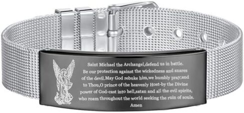 LiFashion LF Stainless Steel St Michael Cuff Bracelet God Prayers Saint Michael Bracelets Praying St.Michael The Archangel Paracord Rope Bracelets for Boyfriend,Dad,Husband,Son Gift in Kuwait