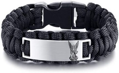 LiFashion LF Stainless Steel St Michael Cuff Bracelet God Prayers Saint Michael Bracelets Praying St.Michael The Archangel Paracord Rope Bracelets for Boyfriend,Dad,Husband,Son Gift in Kuwait