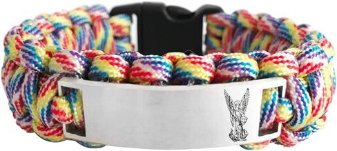 LiFashion LF Stainless Steel St Michael Cuff Bracelet God Prayers Saint Michael Bracelets Praying St.Michael The Archangel Paracord Rope Bracelets for Boyfriend,Dad,Husband,Son Gift in Kuwait