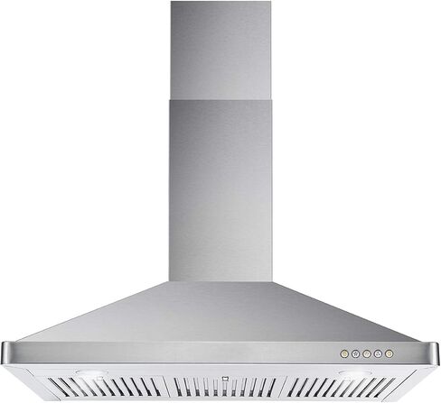 COSMO COS-F965NF 36 in. Dual Fuel Range with 5 Gas Burners, Electric Convection Oven and COSMO 63190 36 in. Wall Mount Range Hood in Stainless Steel in Saudi Arabia