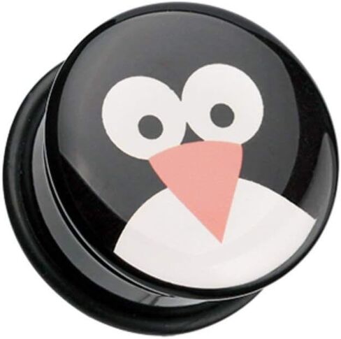 Covet Jewelry Cute Penguin Single Flared Ear Gauge Plug in Saudi Arabia