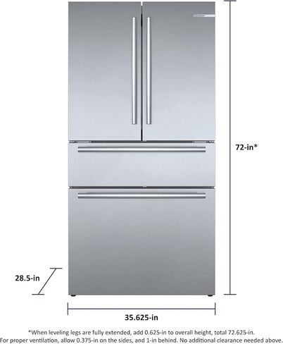 Bosch 800 Series B36CL80SNS 36 Inch Smart Freestanding Counter Depth 4 Door French Door Refrigerator with 20.5 cu. ft. Total Capacity in Stainless Steel (Bar Handle) in Saudi Arabia