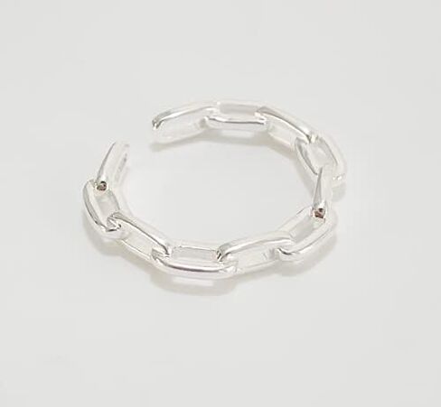 Helen de Lete Geometric O Line Interlocked Chain S925 Sterling Silver Adjustable Ring in Saudi Arabia