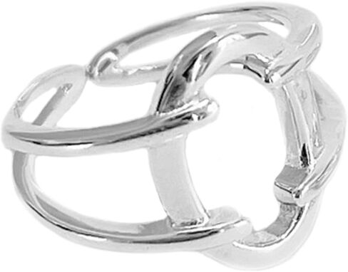 Helen de Lete Geometric O Line Interlocked Chain S925 Sterling Silver Adjustable Ring in Saudi Arabia