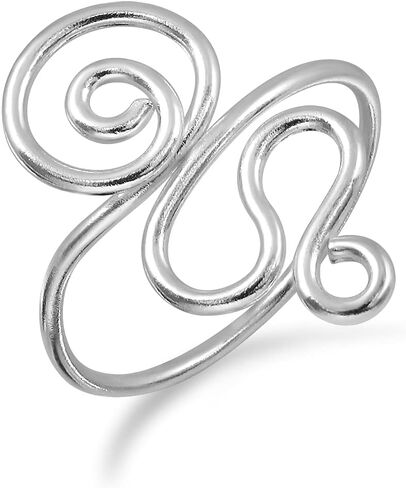 WithLoveSilver Sterling Silver Spiral Swirls Wire Adjustable Toe Ring in Saudi Arabia