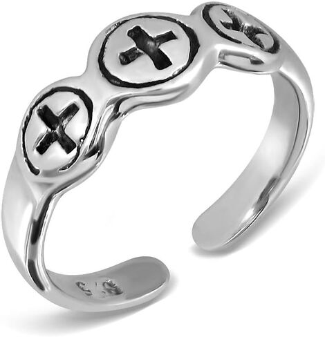 WithLoveSilver 925 Sterling Silver Cross 3 Crosses Band Toe Ring in Saudi Arabia