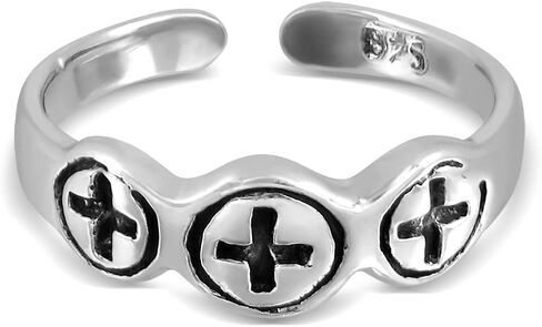 WithLoveSilver 925 Sterling Silver Cross 3 Crosses Band Toe Ring in Saudi Arabia