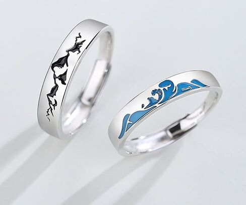 Helen de Lete Vow to The Mountain and The Sea S925 Sterling Silver Adjustable Couple's Ring in Saudi Arabia