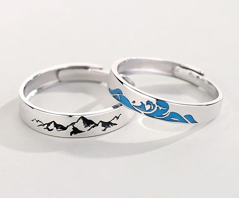 Helen de Lete Vow to The Mountain and The Sea S925 Sterling Silver Adjustable Couple's Ring in Saudi Arabia