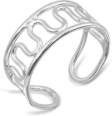 WithLoveSilver Sterling Silver Swirls Wave Wire Adjustable Toe Ring in Saudi Arabia