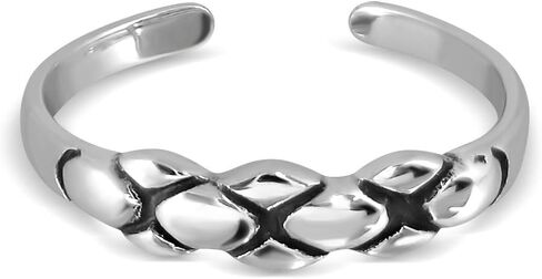 WithLoveSilver 925 Sterling Silver Grid Pattern Toe Ring in Saudi Arabia