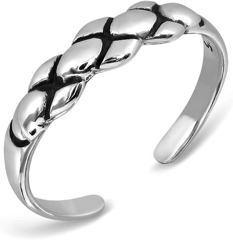WithLoveSilver 925 Sterling Silver Grid Pattern Toe Ring in Saudi Arabia