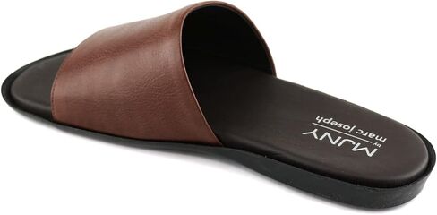 MARC JOSEPH NEW YORK Mens Casual Comfortable Lightweight Fashion Genuine Leather Slip on Slide Indoor and Outdoor Open Sandal Anti Slip Cushion Support Slipper in Saudi Arabia