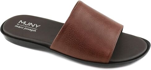 MARC JOSEPH NEW YORK Mens Casual Comfortable Lightweight Fashion Genuine Leather Slip on Slide Indoor and Outdoor Open Sandal Anti Slip Cushion Support Slipper in Saudi Arabia