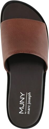 MARC JOSEPH NEW YORK Mens Casual Comfortable Lightweight Fashion Genuine Leather Slip on Slide Indoor and Outdoor Open Sandal Anti Slip Cushion Support Slipper in Saudi Arabia