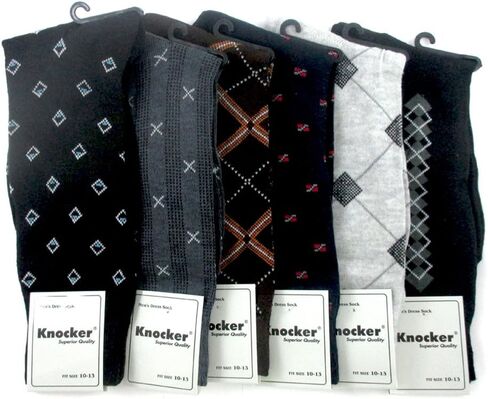 6 Pairs Polyester Mens Style Dress Shoe Socks Size 10-13 Multi Color Designer in Kuwait