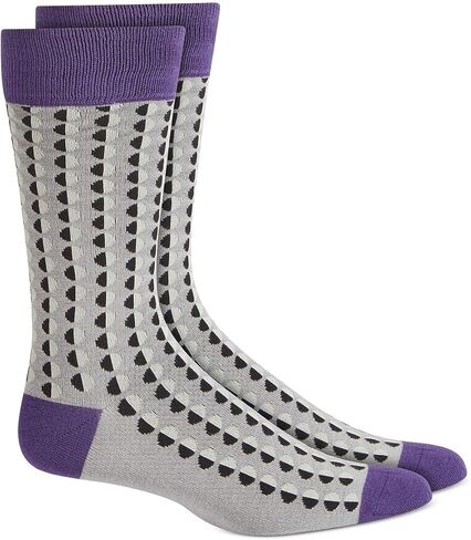 Alfani Mens Knit Polka Dot Crew Socks Gray O/S in Kuwait