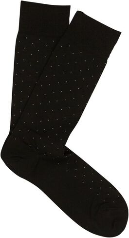 Marcoliani Milano Men's Pin Dot Mid Calf Pima Cotton Lisle Socks, Black, One Size Fits Most in Kuwait
