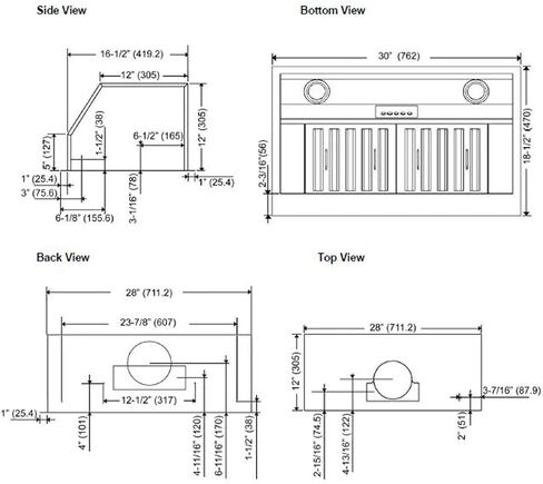 KOBE Range Hoods INX2630SQB-700-3 Insert Range Hood, 30-Inch, Stainless Steel in Saudi Arabia