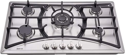 Deli-kit® 34 inch Gas Cooktop Dual Fuel Sealed 5 Burners Stainless Steel Gas Cooktop Drop-In Gas Hob DK258-A01 Gas Cooker in Saudi Arabia