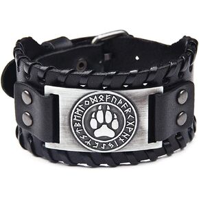 Viking Bracelet Wolf Paw - Nordic Bracelet with Fenrir Amulet - Celtic Pagan Jewelry of Talisman (Wolf Paw Silver) in Kuwait