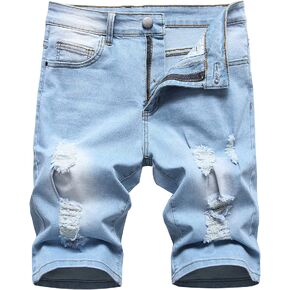 Grimgrow Men's Fashion Ripped Distressed Short Jeans Casual Slim Denim Shorts in Kuwait