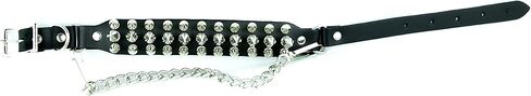 Cybergoth Spike Leather Bootstraps Pair with Chain Western, Bikers Punk Thrash Metal Black in Saudi Arabia