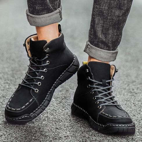 Honeystore Men's Boots Lace-up Booties British Plus Size Motorcycle Shoes in Kuwait