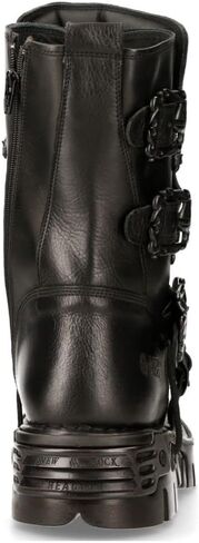 New Rock Men's Metallic 391 Black Reactor Skull Devil Goth Punk Leather Calf Boots in Saudi Arabia