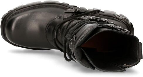 New Rock Men's Metallic 391 Black Reactor Skull Devil Goth Punk Leather Calf Boots in Saudi Arabia