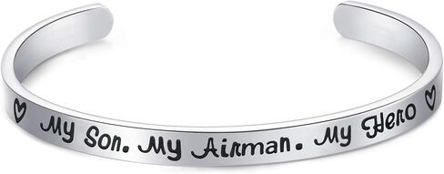 Army Mom Bracelet My Son My Soldier My Hero Navy Air Force Military Jewelry Stainless Steel Polished 1/4"*6" Inches 1 Pack in Saudi Arabia
