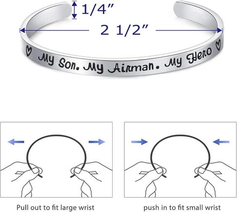 Army Mom Bracelet My Son My Soldier My Hero Navy Air Force Military Jewelry Stainless Steel Polished 1/4"*6" Inches 1 Pack in Saudi Arabia