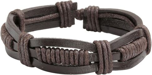 Eigso 5-12Pcs مضفر الجلود مجموعة أساور للرجال للنساء حبال القنب الخرز الخشبي قابل للتعديل التفاف سوار in Saudi Arabia