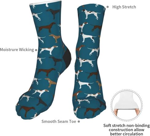 أوتوس مؤشرات إنجليزية كلب سلالة الأزرق الرجال الجوارب الكاحل الرياضية وسادة الجري الجوارب للرجال والنساء الجوارب القطنية طاقم الجوارب, أسود, One Size in Kuwait
