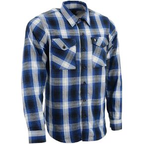 NexGen MNG11635 Men's Blue and White Long Sleeve Cotton Flannel Shirt in Saudi Arabia