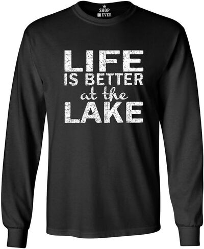 shop4ever Life is Better at The Lake Long Sleeve Shirt Sayings Shirts in Saudi Arabia