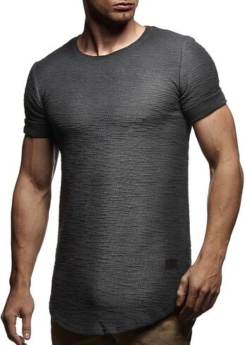Leif Nelson Mens Oversize Slim Fit Crewneck Cotton T shirt Short Sleeve Classic Stylish Skin Friendly Tee in Kuwait