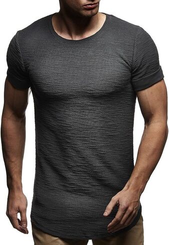 Leif Nelson Mens Oversize Slim Fit Crewneck Cotton T shirt Short Sleeve Classic Stylish Skin Friendly Tee in Kuwait