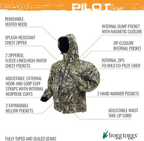 FROGG TOGGS Men's Ii Camo Waterproof Rain Jacket, Compatible W Co-Pilot Puff Jacket & Vest Liners in Saudi Arabia